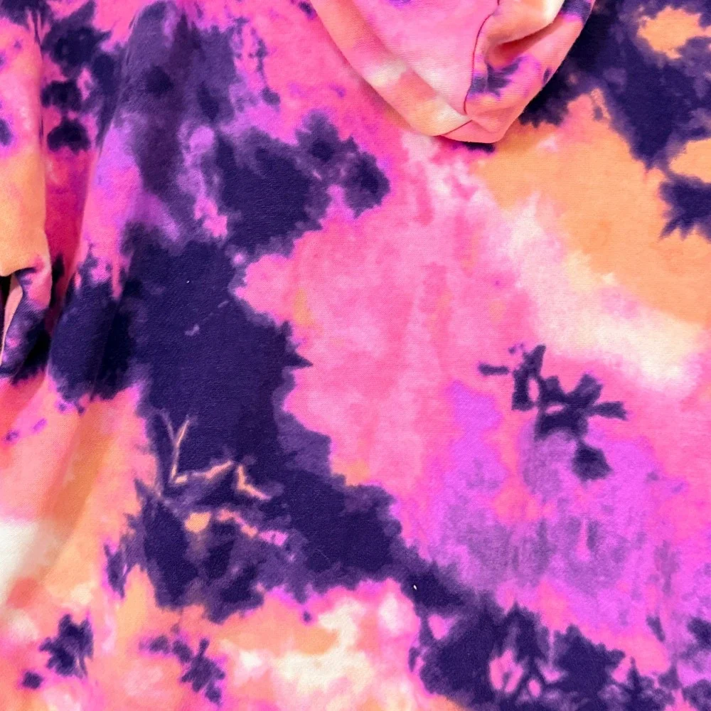 Justice Tie Dye Hoodie Size 12 Girls Pink Purple Live Love Justice‎